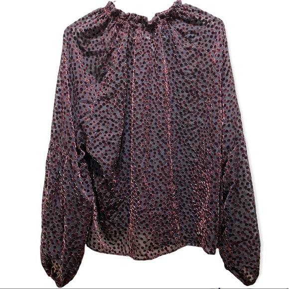 NWOT Addition Elle Balloon-Sleeve Burnout Velvet Blouse color Winetasting size X - Picture 6 of 9